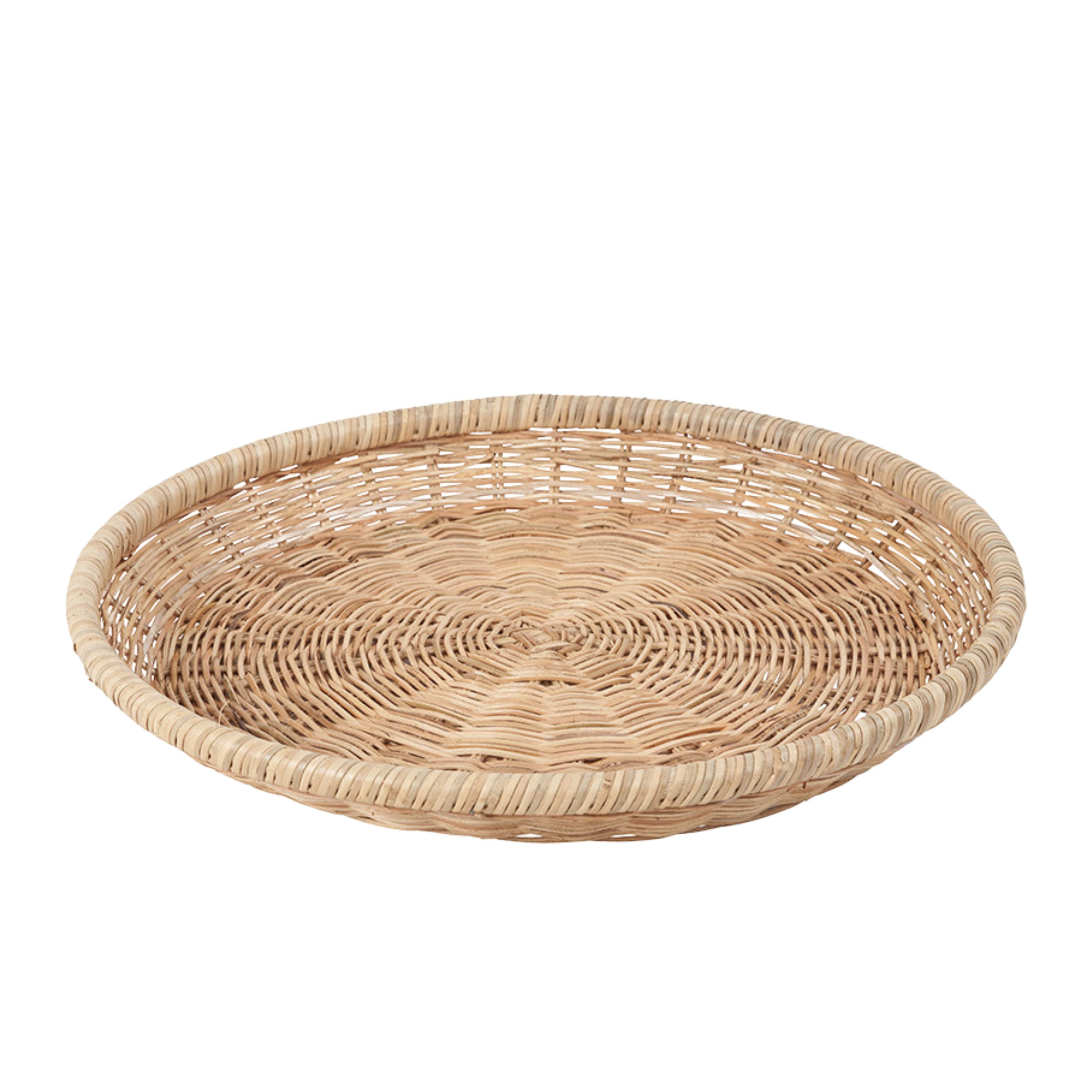 Natural Rattan Round Basket Tray